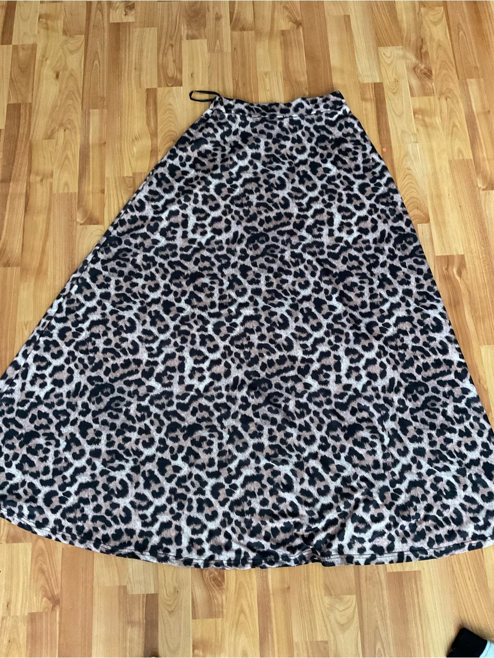 Leopard Print A-Line Maxi Skirt - Black and Brown